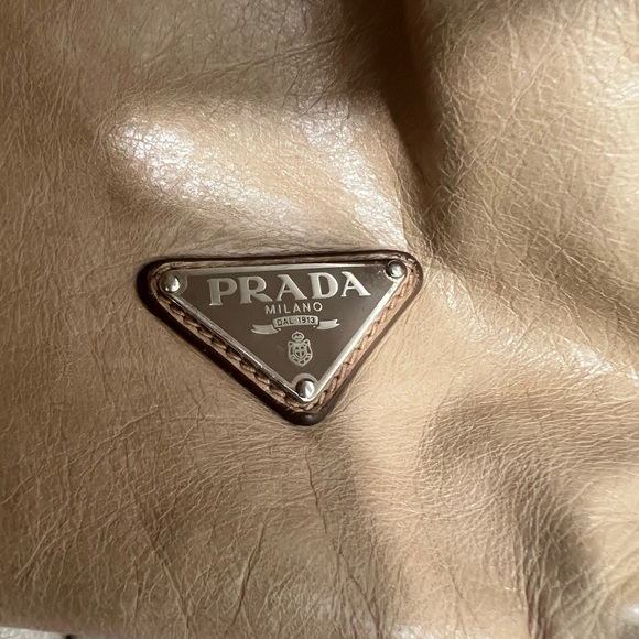 Vintage Prada camel beige taupe bag briefcase handle crossbody authentic nude - Picture 5 of 15